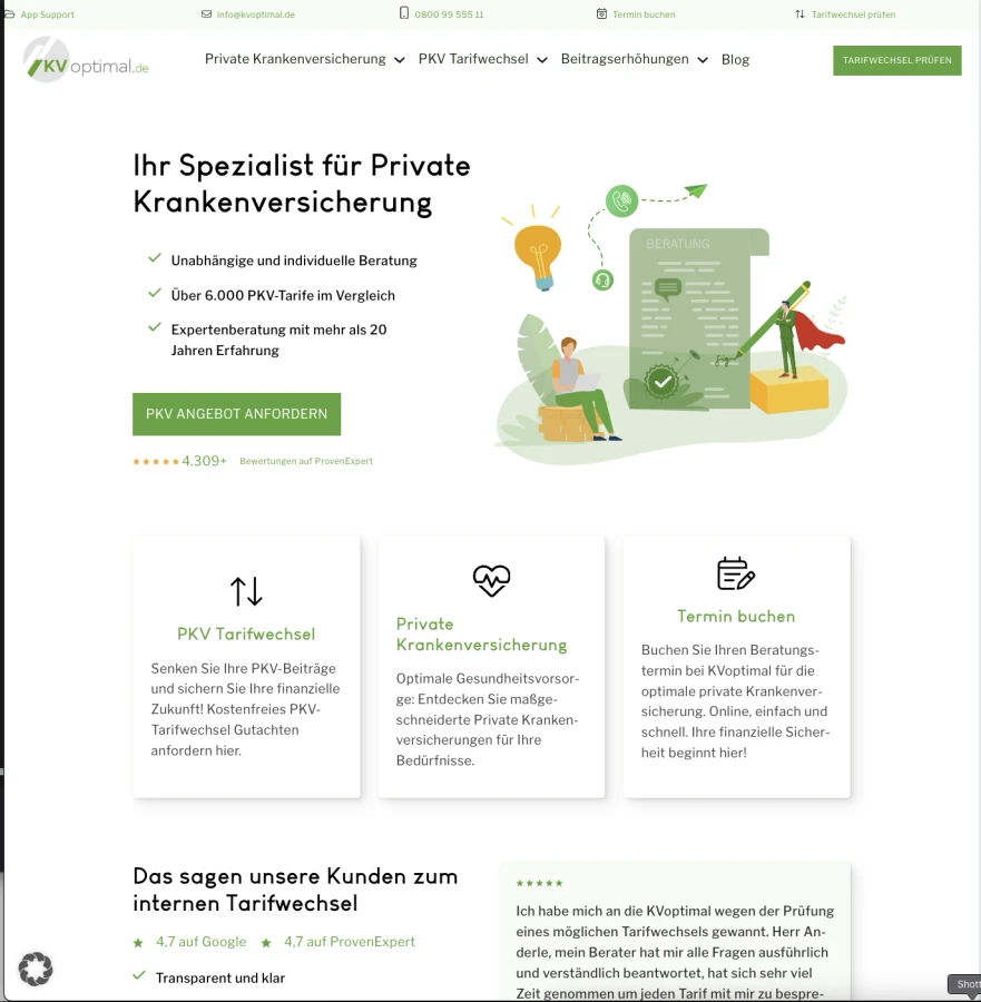 Screenshot von kvoptimal.de